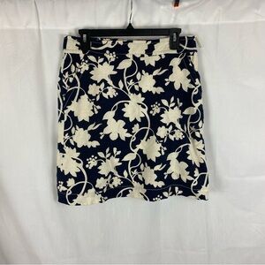 Banana Republic Skirt‎ Women’s 8 Navy & White Floral Linen Blend.